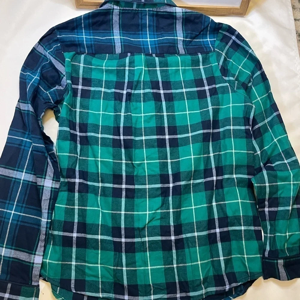 NWT Stars Above size small plaid green button up pajama shirt - Picture 4 of 12